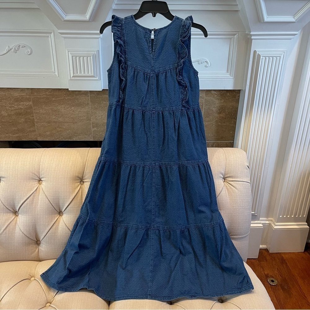 Madewell Dress Indigo Ruffled-Bodice Tiered Midi Dress Women’s XS Cottage-core - Picture 2 of 10